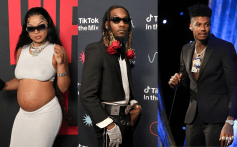 Chrisean Rock at House of BET, wearing a white top, white skirt, and shades.; Offset at TikTok In The Mix, wearing a Black suit, grey gloves, and shades.; Blueface at Hollywood Unlocked Impact Awards, wearing a Black suit.