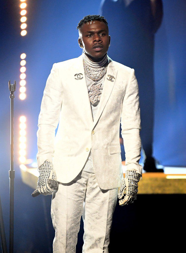 DaBaby Wearing White Suit