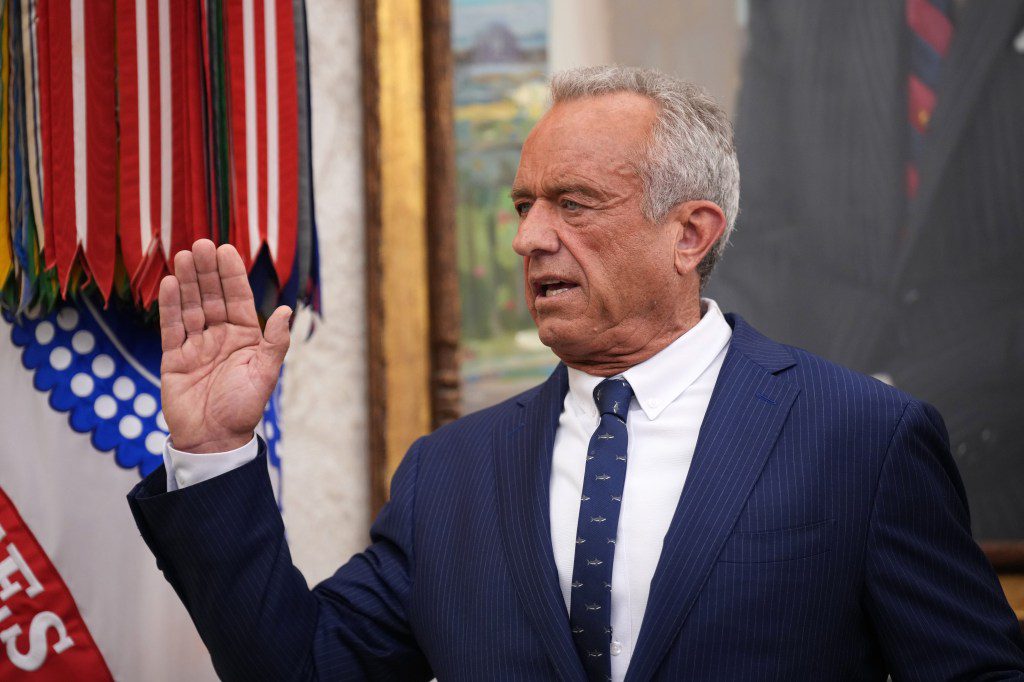 Robert F. Kennedy Jr. being sworn in